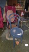 A Thonet bentwood folding chair with can