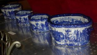 Two pairs of porcelain blue and white ja