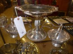 A silver plated epergne with three baske
