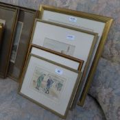 A collection of prints including golfing prints, coastal studies and various others