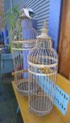 Two wrought iron birdcages