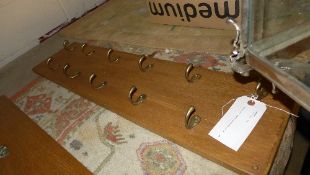 An Edwardian eleven hook brass coat/hat rack