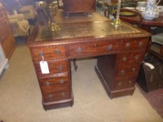 A Victorian mahogany pedestal desk, tool