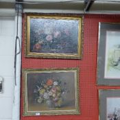 Two oils on board still life studies in