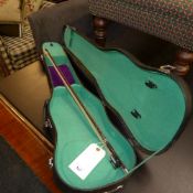 A violin case and two violins bows (AF)