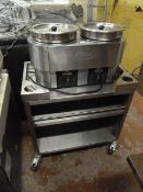 Double Soup Kettle + Pasta Boiler with Stainless Steel Trolley with Under Shelves