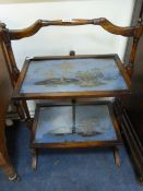1930's Oak Drop Leaf Table with Oriental Scenery