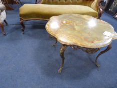 Gilt Metal Onyx Topped Coffee Table