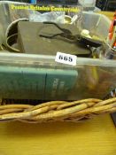 Wicker Basket & Contents including Floats - Brass Fittings etc