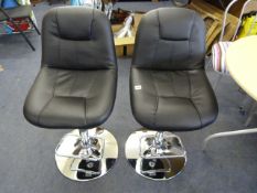 *2 Black Leatherette & Chrome Bar Stools
