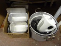 *Box Containing Aluminium Food Containers & Large Aluminium Pan with Bain Marie Insert