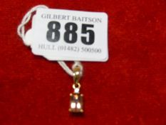 18ct Yellow Gold Imperial Topaz Trap Cut 1.10 Carat with Diamond 0.03 Carat