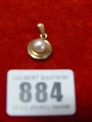 9ct Yellow Gold Mount Cultured 7mm Pearl Pendant Weighing Approximately 1.61 Grams