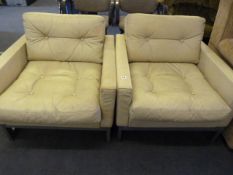 2 Cream Leather Office Reception Chairs
