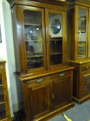 Edwardian Oak Display Cabinet over Sideboard