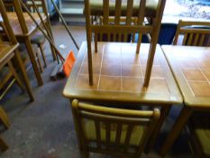Tile Topped Square Beech Framed Table with 5 Chairs