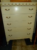 Cream Chest of 5 Drawers
