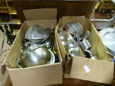 2 Boxes Containing Stainless Steel Sauce Boats - Sieves - Kitchen Tools etc