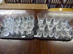 2 Trays of Cut Glass Glasses