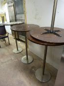 4 Wood Topped Poser Tables on Chrome Pedestals