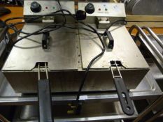 Stainless Steel Counter Top 2 Compartment 2 Basket Electric Fryer