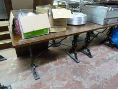 4 Rectangular Oak Topped Bar/Restaurant Tables on Cast Iron Bases