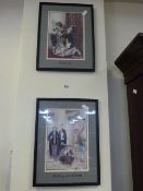 2 Framed Comical Prints