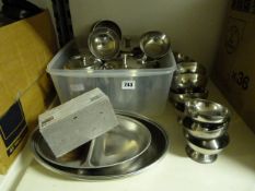 4 Large Stainless Steel Teapots - Sundae Dishes - Divider Vegetable Dishes etc