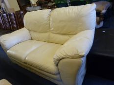 Cream Leatherette 2 Seat Settee