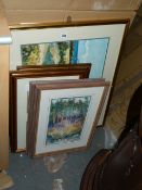 *5 Gilt Framed Prints Depicting Coastal & Woodland Scenes
