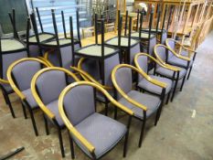 21 Tubular Framed with Timber Arm Dining Chairs with Upholstered Seats & Backs in Lilac & Purple