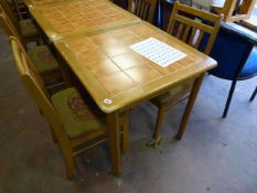 Tile Topped Square Beech Framed Table with 2 Chairs