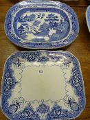 2 Blue & White Meat Plates
