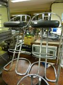3 Tubular Chrome Bar Stools with Faux Leather Seats