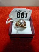 9ct Yellow Gold Mount Ring with Black Half Pearl Weighing Approximately 5.76 Grams
