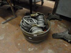 Artificial Barrel Planter & Assorted Rolls of Twin & Earth Cable