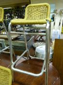 3 Tubular Aluminium Bar Stools with Pseudo Rattan Tops