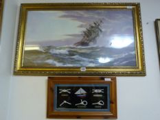 Gilt Framed Seascape Picture & Framed set of Knots