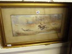 Framed Water Colour depicting A Hunting Scene