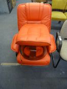 Red Leather Vibrating Chair and Matching Stool