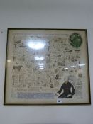 Framed Map of Yorkshire Dedicated to Robert Thompson Woodcarver & Craftsman