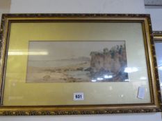 Framed Water Colour depicting A Shore Scene