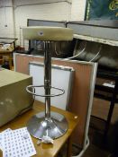High Seat Bar Stool with Cream Leather Top on Chrome Pedestal