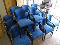 17 Tubular Framed Dining Chairs with Upholstered Seats & Backs in Blue
