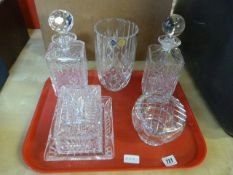2 Crystal Decanters - Vase Butter Dish etc