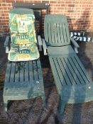 2 Green Sun Loungers