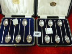 2 Sets of Solid Silver Tea Spoons
