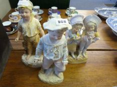3 Edwardian Bisque Figurines