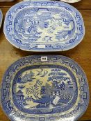 2 Blue & White Meat Plates