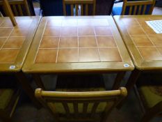 Tile Topped Square Beech Framed Table with 2 Chairs